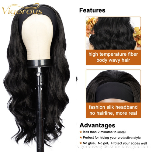 Long Throw On And Go Super Easy Headband Wigs Non Lace Glueless For Wavy Hair Half Wigs Beginner Friendly DIY Hair Wigs